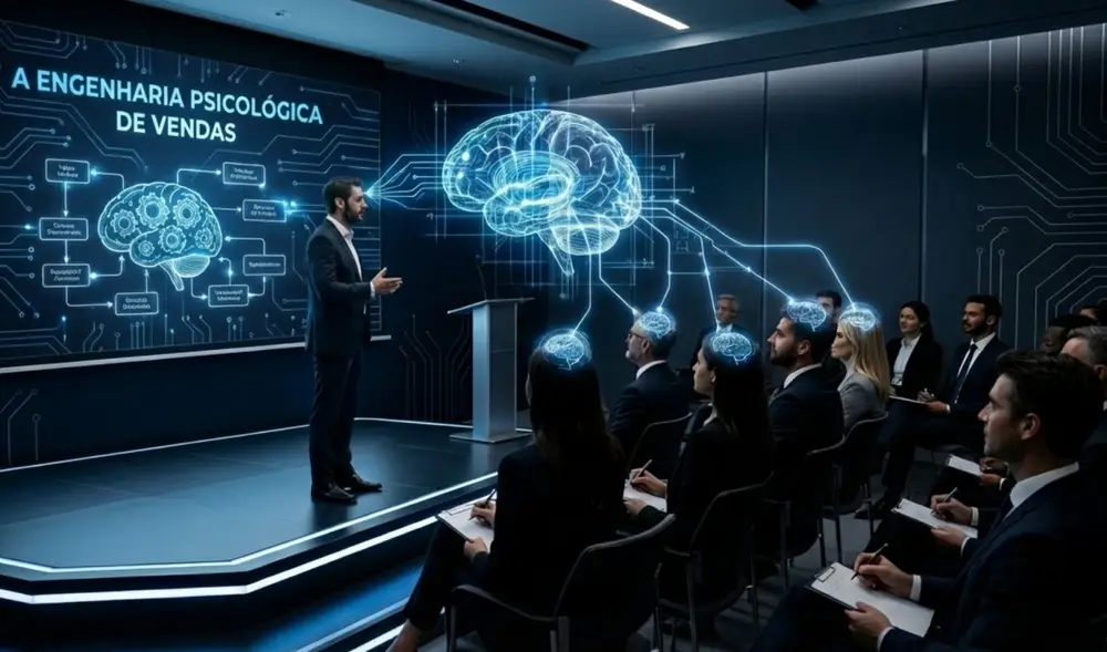 A Engenharia Psicológica da Venda — palco com plateia corporativa