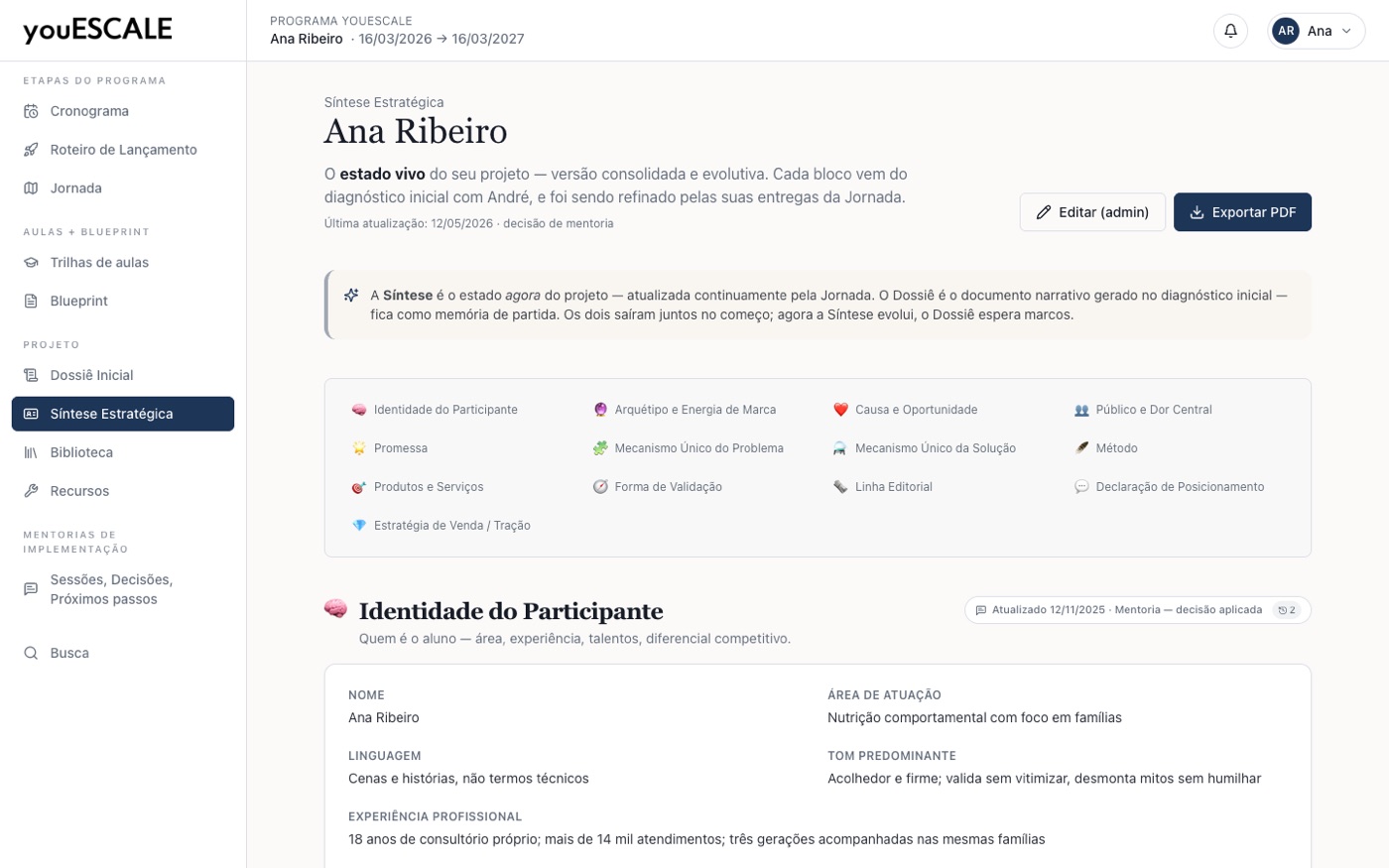 Síntese Estratégica na plataforma do youESCALE